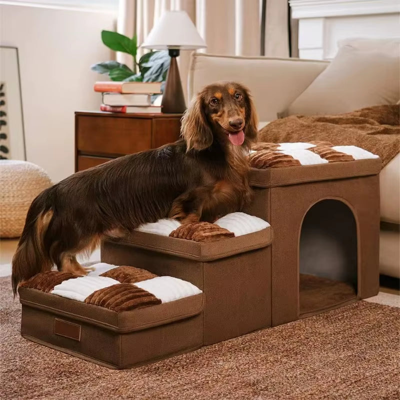 Chessboard Plaid Handcrafted Dog Stairs – Foldable, Functional & Fabulous